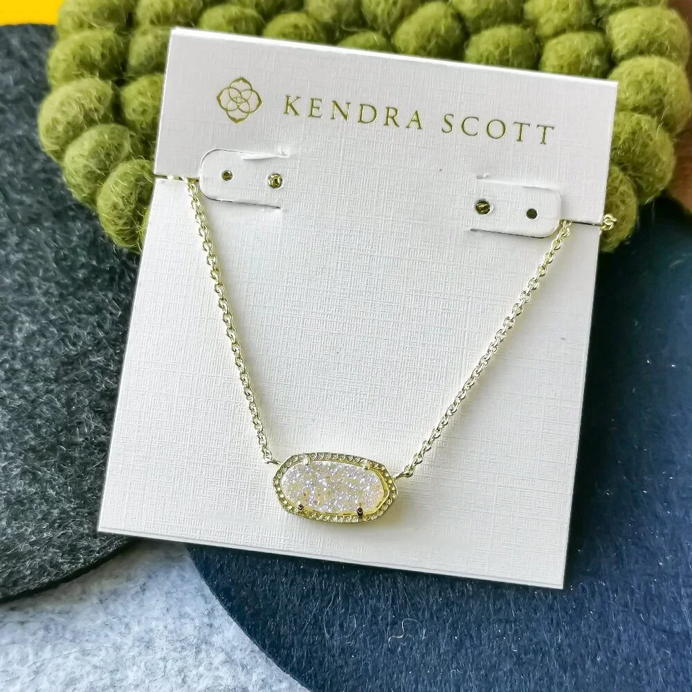 Kendra Scott Elisa Iridescent Drusy Necklace Gold - Picture 1 of 3